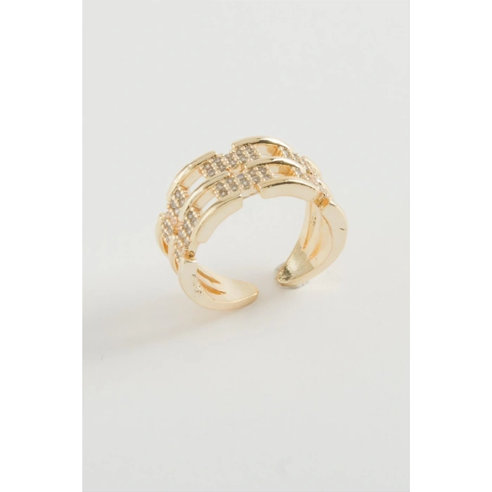 Zincir Şekilli Zirkon Taşlı Yüzük