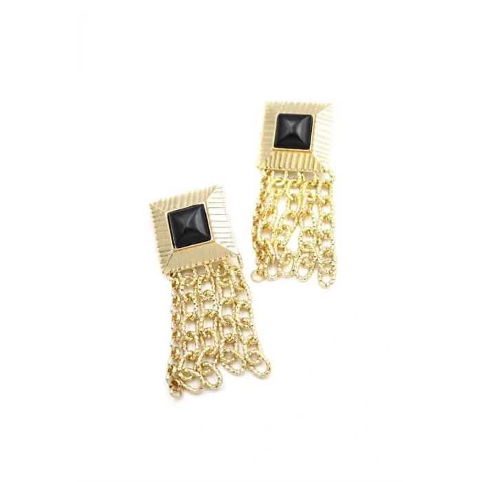 Zincirli Küpe - Siyah