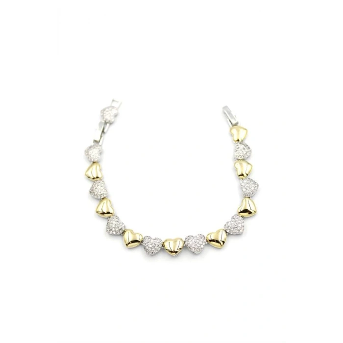 Zirkon Taşlı Kalp Bileklik - ÇOK RENKLİ