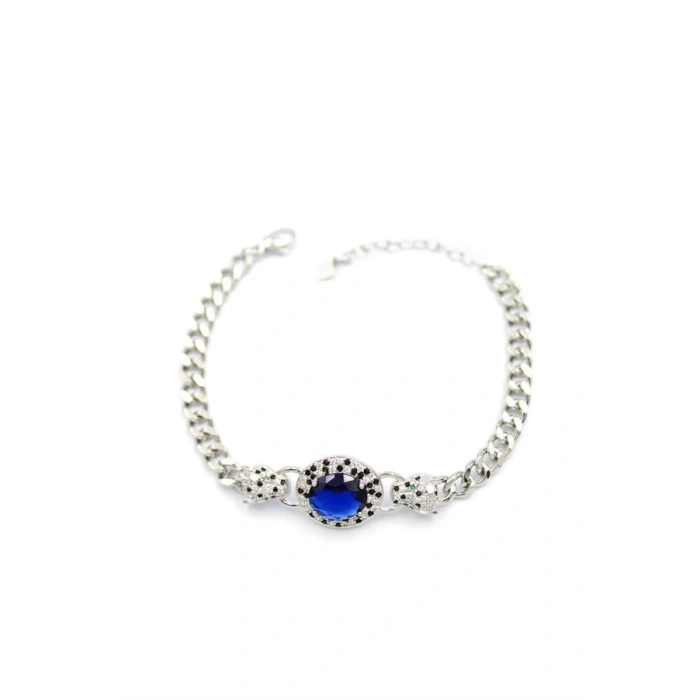 Zirkon Taşlı Leopar Bileklik - Gümüş