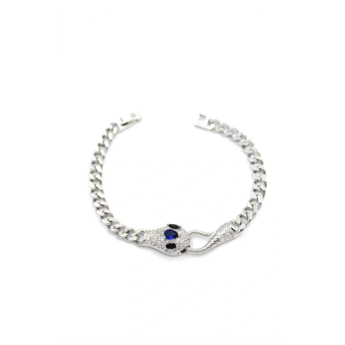 Zirkon Taşlı Yılan Bileklik - Gümüş