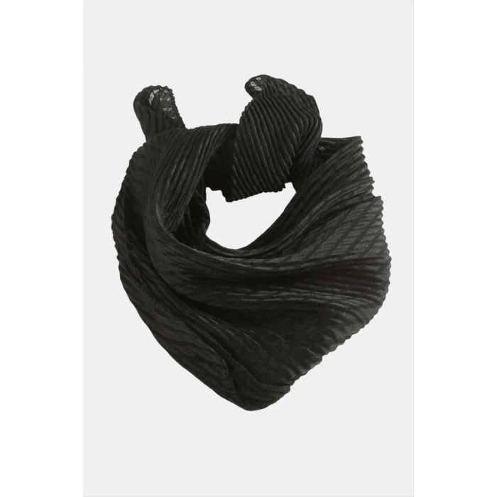 Zr Siyah Renkli Pliseli Fular 50 cm