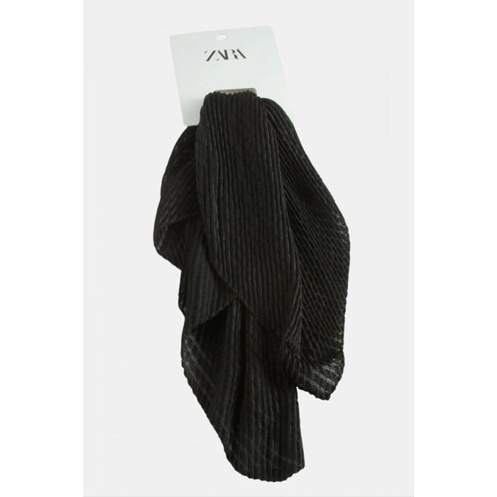 Zr Siyah Renkli Pliseli Fular 50 cm