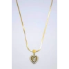 Baget Taşlı  Kalp Kolye - Altın