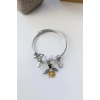 Çelik Charmlı Arı Bileklik - Sarı