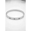 CRT Model Taşlı Çelik Bilezik (60mm) - Gümüş