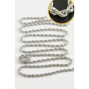 0,4 mm Burgulu Gümüş Renkli Çelik Zincir 1 Metre