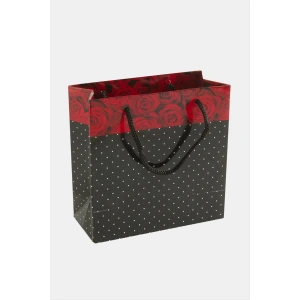 11*11 Gül Desenli İpli Karton Çanta 1 Adet