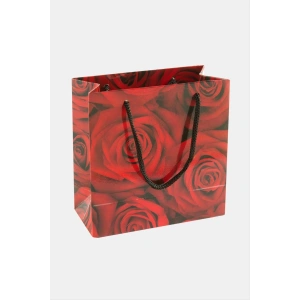 11*11 Gül Desenli İpli Karton Çanta 1 Adet