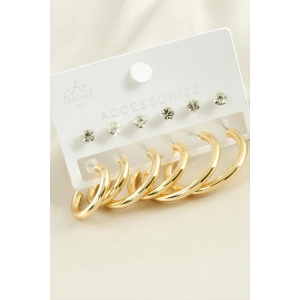 12 Adet Boru Taşlı Halka Küpe