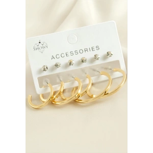 12 Adet Ezme Taşlı Halka Küpe