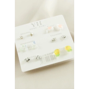 12 Adet Karışık Metal Taşlı Küpe