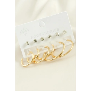 12 Adet Taşlı Halka Küpe