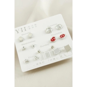 14 Adet Karışık Metal Taşlı Küpe