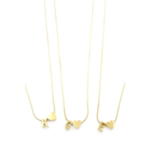 24lü Kalp Harf Kolye - Altın