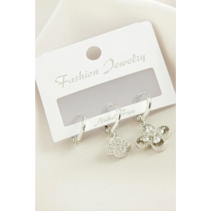 3 Adet Çiçek Zirkon Taşlı Küpe