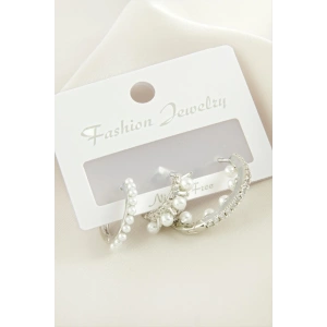 3 Adet Çivi İnci Zirkon Taşlı Küpe