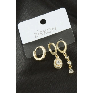 3 Adet Damla Zirkon Taşlı Küpe