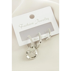 3 Adet Damla Zirkon Taşlı Küpe