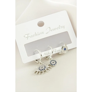 3 Adet Göz Nazar Zirkon Taşlı Küpe