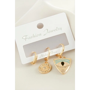 3 Adet Göz Zirkon Taşlı Küpe