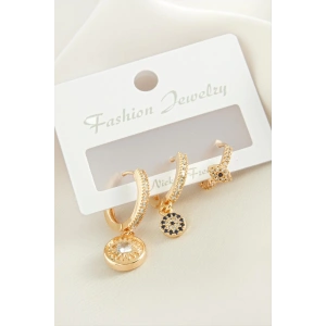 3 Adet Göz Zirkon Taşlı Küpe