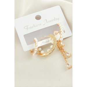 3 Adet İnci Zirkon Taşlı Küpe