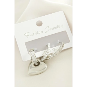 3 Adet Kalp İnci Zirkon Taşlı Küpe