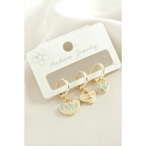 3 Adet Kalp Zirkon Taşlı Küpe