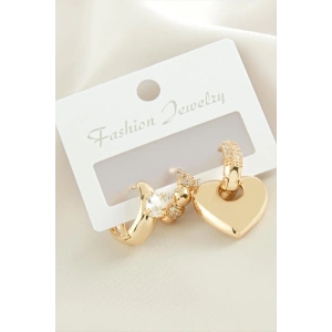 3 Adet Kalp  Zirkon Taşlı Küpe