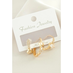 3 Adet Kalp Zirkon Taşlı Küpe