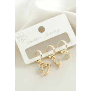 3 Adet Kanat Zirkon Taşlı Küpe