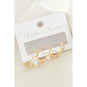 3 Adet Kare Zirkon Taşlı Küpe