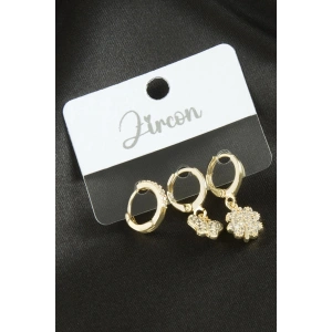 3 Adet Kelebek Yonca Zirkon Taşlı Küpe