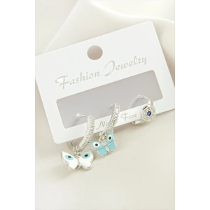 3 Adet Kelebek Zirkon Taşlı Küpe