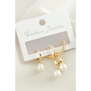 3 Adet Oval İnci Zirkon Taşlı Küpe