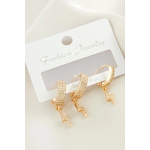 3 Adet Şimşek Zirkon Taşlı Küpe