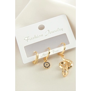 3 Adet Yılan Zirkon Taşlı Küpe