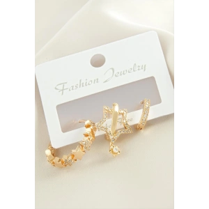 3 Adet Yıldız Zirkon Taşlı Küpe