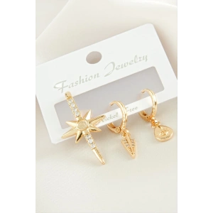 3 Adet Yıldız Zirkon Taşlı Küpe