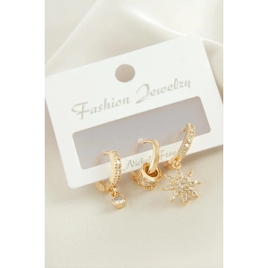 3 Adet Yıldız Zirkon Taşlı Küpe