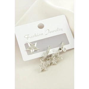 3 Adet Yıldız Zirkon Taşlı Küpe