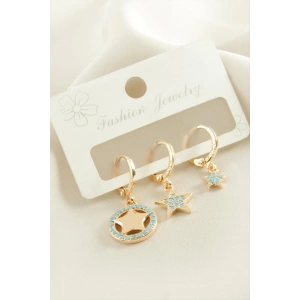 3 Adet Yıldız Zirkon Taşlı Küpe