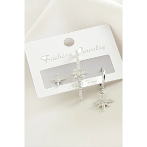 3 Adet Yıldız Zirkon Taşlı Küpe