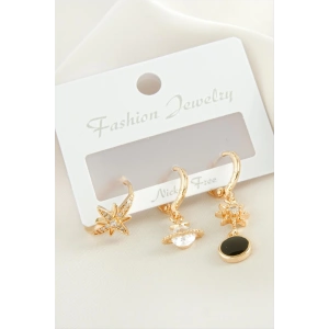 3 Adet Yıldız Zirkon Taşlı Küpe