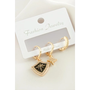 3 Adet Yıldız Zirkon Taşlı Küpe