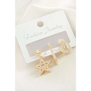 3 Adet Yıldız Zirkon Taşlı Küpe