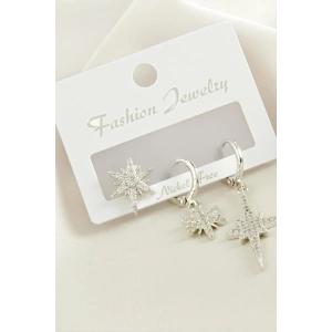 3 Adet Yıldız Zirkon Taşlı Küpe