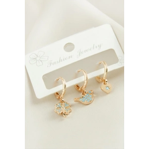 3 Adet Yonca Zirkon Taşlı Küpe