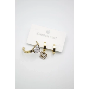 3lü Kelebek Küpe - Altın